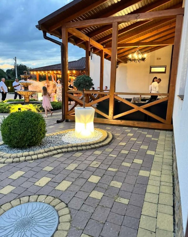 LED Hourglass Planter 27.5in | Illuminated Outdoor Vase | 7.4 Gallons