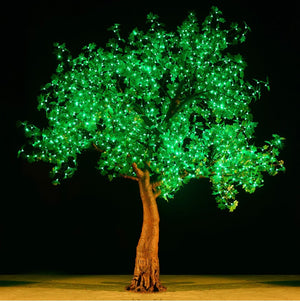 9ft tall LED Tree with Green Light and Green Maple