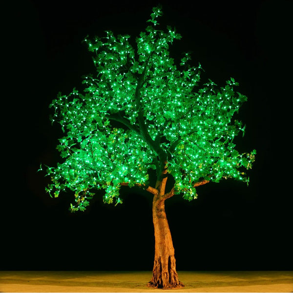 9ft tall LED Tree with Warm White Light and Green Maple Leaf