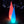 Two colorful LED lights on a dark background