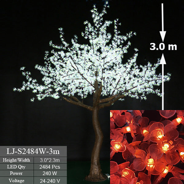 White LED outdoor lighted cherry blossom tree 9.5ft/2.8м 2484leds