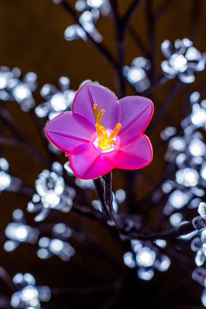 LED Tree with a Pink large Flower and Transparent