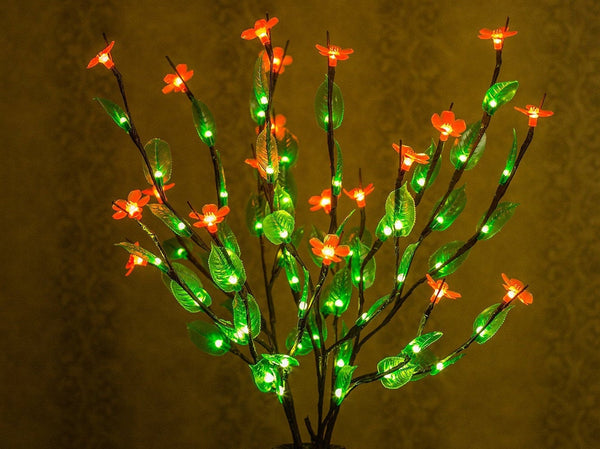 LED branchs Flower lamp Fairy lights Pink flowers+ Green leaves