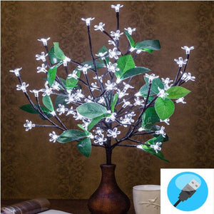 LED Tree Light lamp Sakura with white flowers and leaves