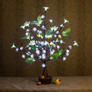 Led Tree Flower Lamp Light White Flowers+ Green