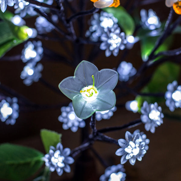 Led Tree Flower Lamp Light  White Flowers+ Green Leaves+ Bees