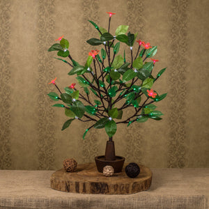 LED tree. Lamp Green Soft Leaves and Pink Flower lamp