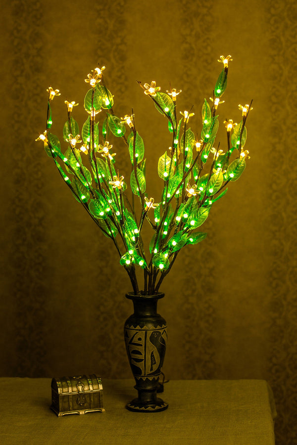 LED branches Flower lamp.  ( green  leaves and transparent flower)