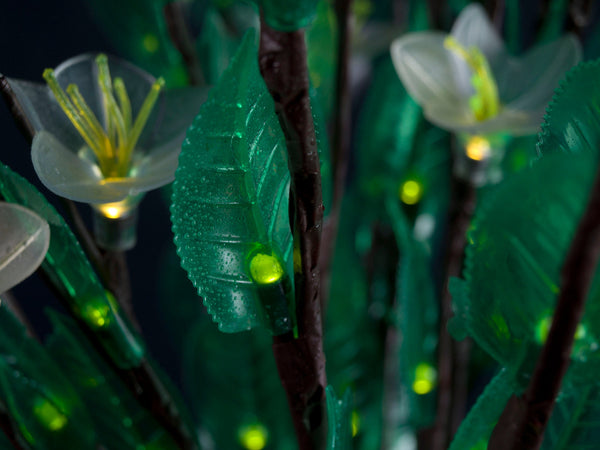 LED tree Flower lamp Green soft silicone leaves and  big white flower