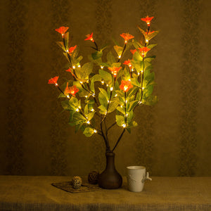 Led branches Table Flower Lamp Green Leaf+ pink 