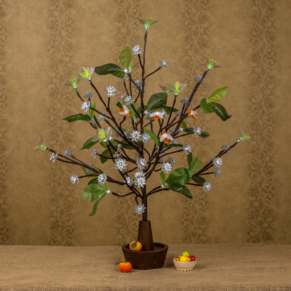 Led Tree Flower Lamp Light White Flowers + Green