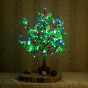 LED Tree Night light Flower lamp Blue flowers+ green leaves