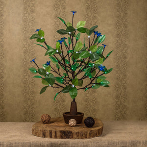 LED Tree Night light Flower lamp Blue flowers+ green leaf